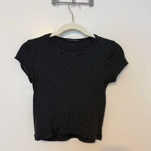 Brandy Melville Black and White Striped Tee